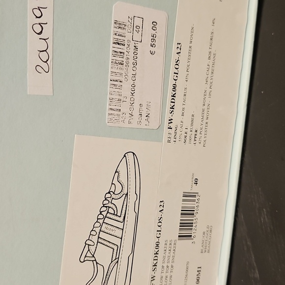 Lanvin White and Gold Women's Sneakers SZ 9 - Unisex - Picture 9 of 9